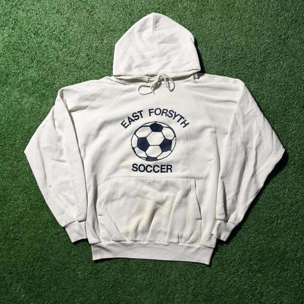 Vintage 80s East Forsyth Soccer Hoodie Mens XL Made in USA Pullover - Picture 2 of 8